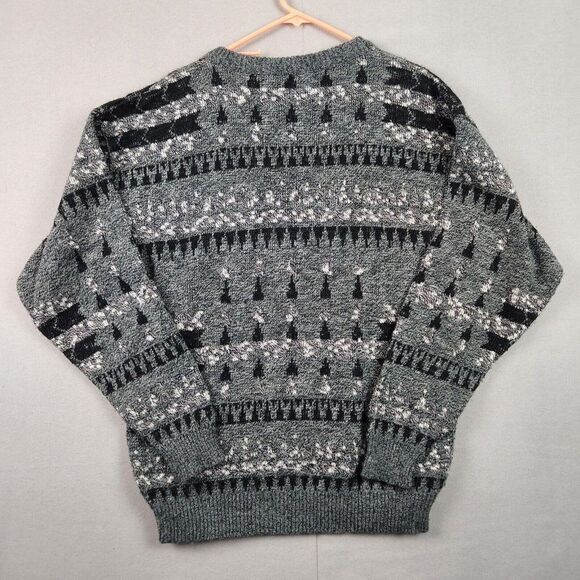 VINTAGE Xstatx Sweater Men XL Gray Pullover Geometric Grunge Preppy Knit USA 90s - Picture 5 of 5